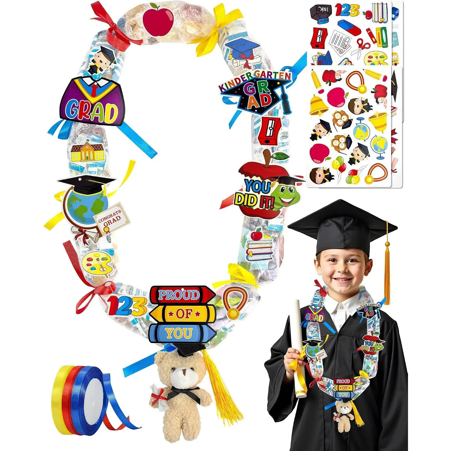 Graduation Candy Lei 2026, Making Kit Supplies Tubing Grad Leis for Graduation Candy Necklace for  Grad Party