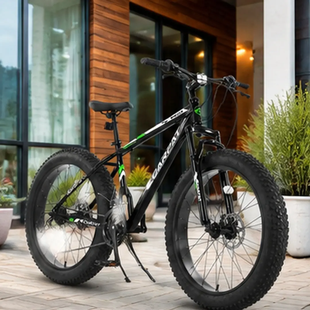 ARCH 26 Inch Fat Tire Mountain Bike for Adults, 21 Speed Shimano Gears, Dual Disc Brakes, High Carbon Steel Frame, Front Suspension, Off-Road Trail Bicycle, Urban Commuter City Bike, Black, Black Color Options, Steel Material, Color: Black