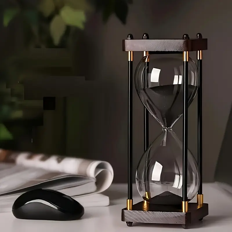 PABHAN 60-minute vintage glass hourglass, kitchen timer, competition timer, suitable for cooking, learning and office use, home decoration and office decoration, office desk decoration item, Christmas, Thanksgiving, Halloween and school season gift