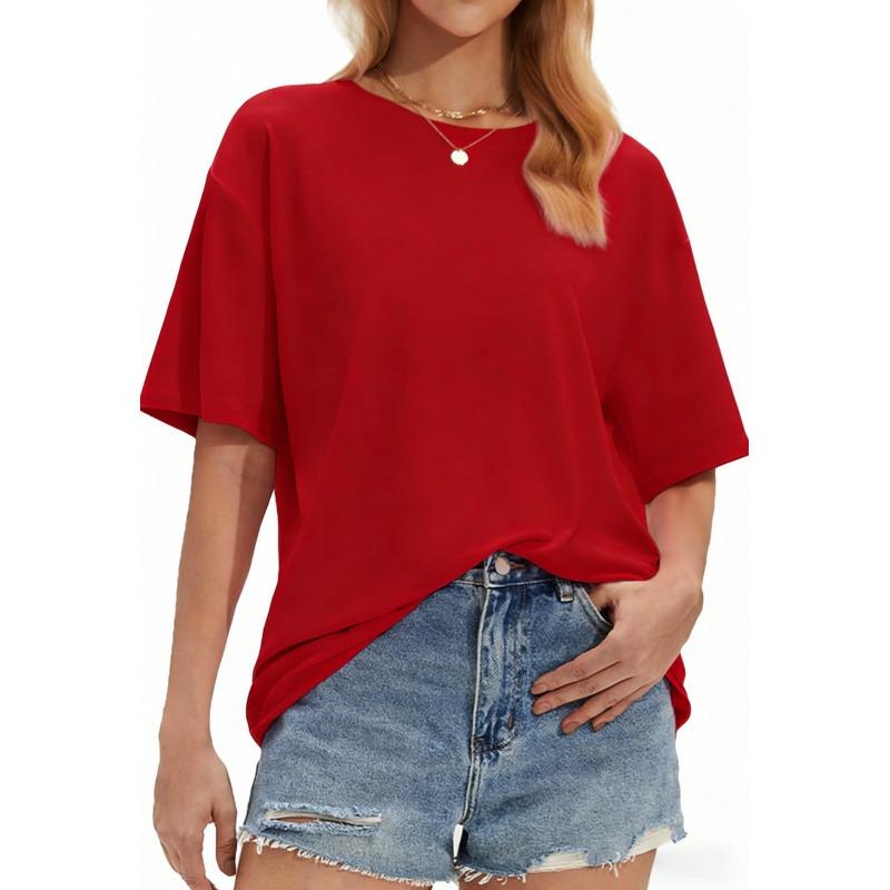 Stelle Non See Through Oversized T Shirts,Women Crew Neck Short Sleeve,Summer Tops Soft Basic Tee Shirt,Unisex,versatile