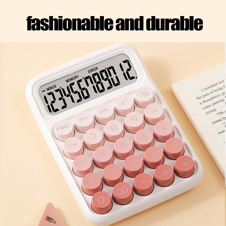 12-digit Calculator, 1 Count Battery Powered Gradient Calculator, Office Calculator with Large Button Display for Students, Office Supplies, Electronic