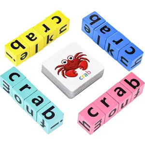Wooden Blocks Spelling Game, Wooden Alphabet Puzzles Blocks, Matching Letter Game Kids Toys Alphabet Spelling Montessori Learning Toy Early, Learning Toys for Kids Agesfidget toys