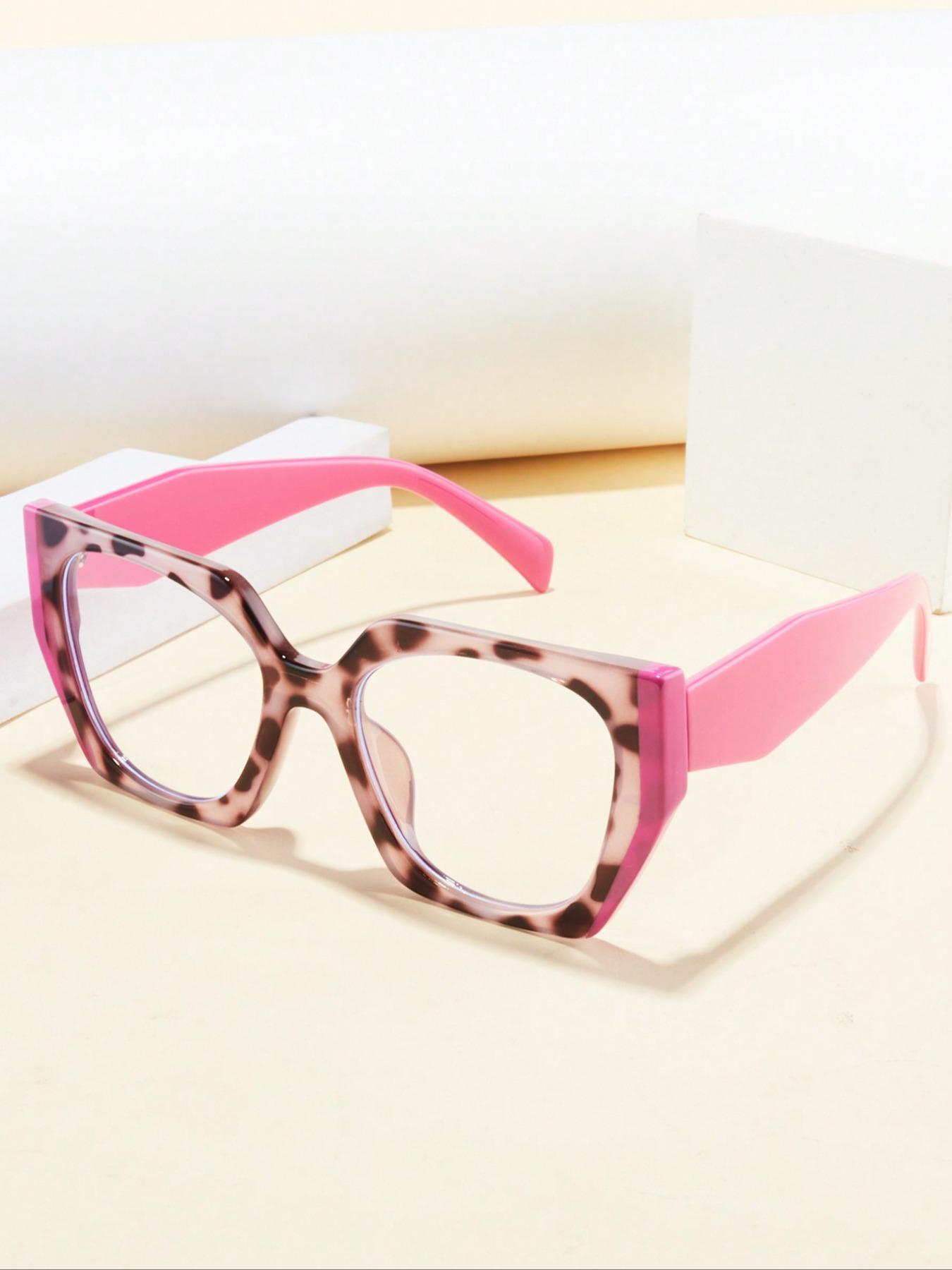 1 Pair Women's Geometric Design Frame Eyeglasses for Everyday Use, Y2k Style Casual Trendy Patchwork Eyeglasses with Blue Light Blocking Lens, Fashion Eyeglasses for Travel & Daily