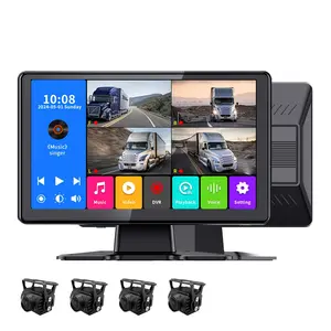 10.1 Inch Capacitive Touch Screen DVR 1080P Wired Backup Camera 4CH Split Screen Monitor 64G Card ACC Power 12V 36V for Truck RV Trailer Semi Box Truck Bus RV Truck Security System Music Playback Voice Control Night Vision Parking Assist 2026