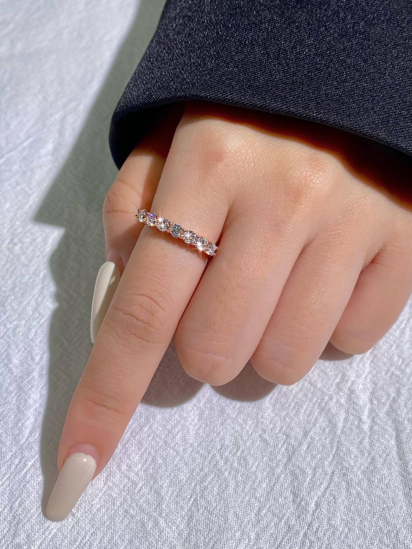 S925 Sterling Silver Synthetic Moissanite Ring, Trendy All-match, Exquisite, Pave & Elegant Engagement Ring for Women, Eternal Promise Wedding Engagement Ring, Fine Jewelry Anniversary Gift