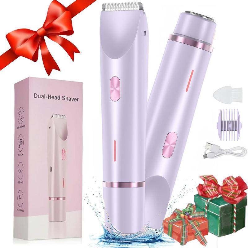 2 in 1 Electric Hair Trimmer for Women, 1 Box Waterproof Rechargeable Wet & Dry Use Hair Removal Tool, Women's Body & Facial Hair Trimmer