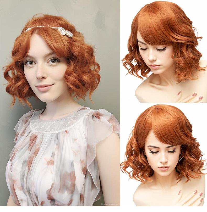 Vintage Short Curly Gold Wig for Women  Fashion Retro Heat-Resistant Synthetic Full Cap