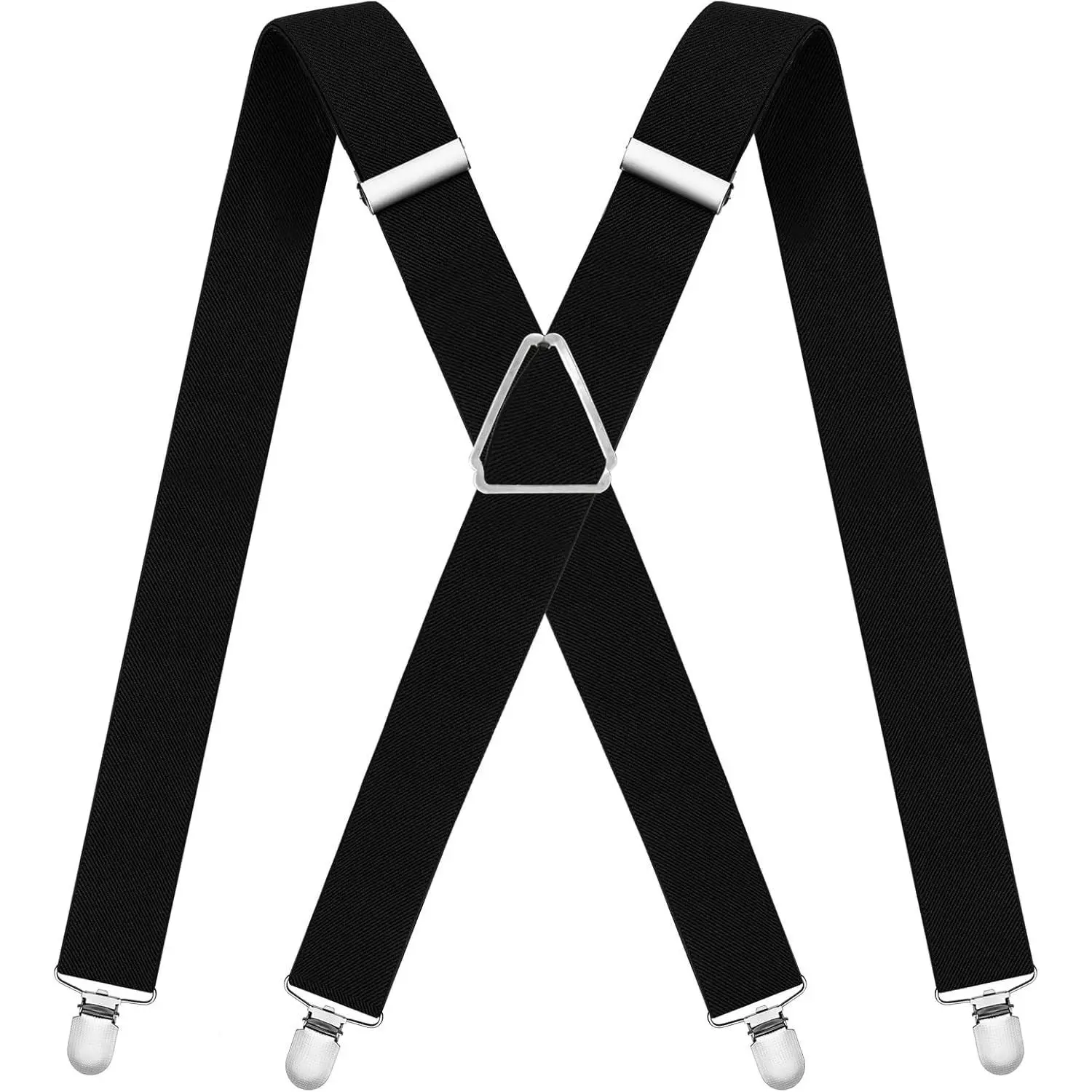 Men's Heavy Duty X-Back Suspenders with 4 Strong Metal Clips - Adjustable Elastic Braces for Men & Women(Gift)