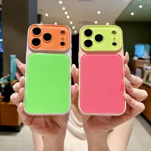 Summer Dopamine Candy Color Large Window Camera Case For iPhone 15 16 17 Pro Max 14 Soft Back Cover