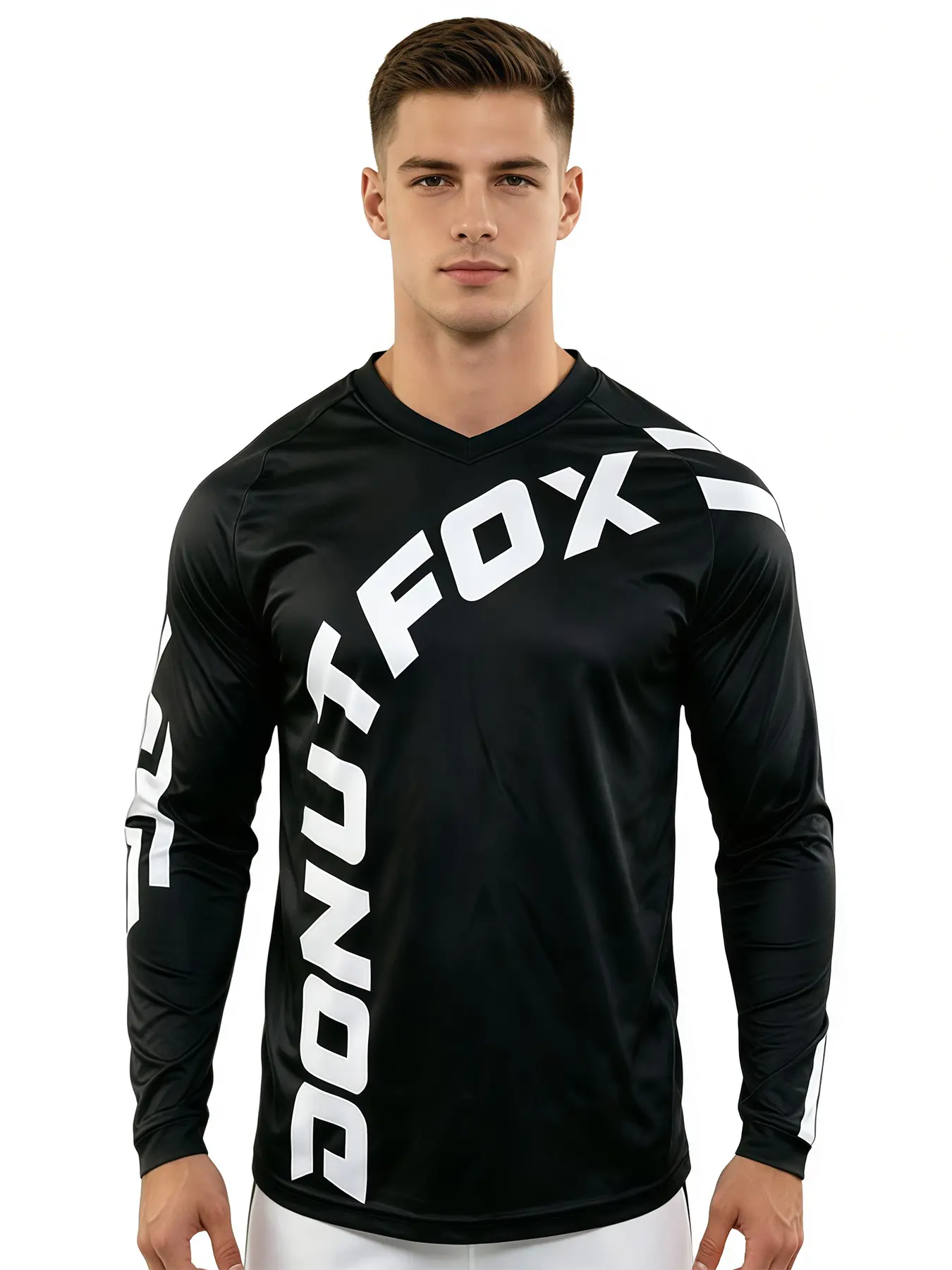 Unisex Solid Color Long Sleeve MTB Cycling Jersey, Breathable Sweat-Wicking Slight Anti-Wrinkle Athletic Top, Minimalist Basic Shirt For Motocross, Mountain Biking, Running, Hiking, Fitness & Daily Casual Wear, Training Jersey