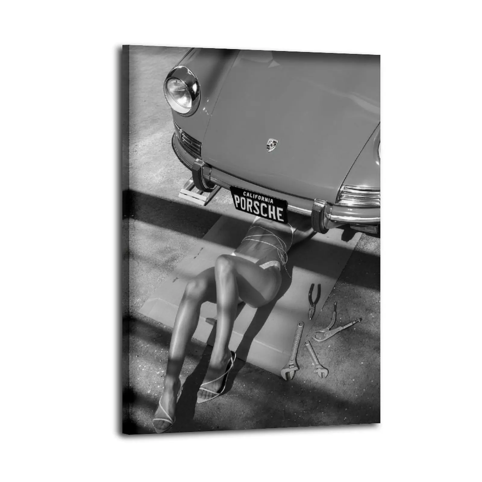 Women's Classic Car Anime Poster, Artistic Sexy Mechanic Frameless Wall Art, Home Decor Ornaments for Living Room, Canvas Decoration Print for Bedroom Office Bathroom