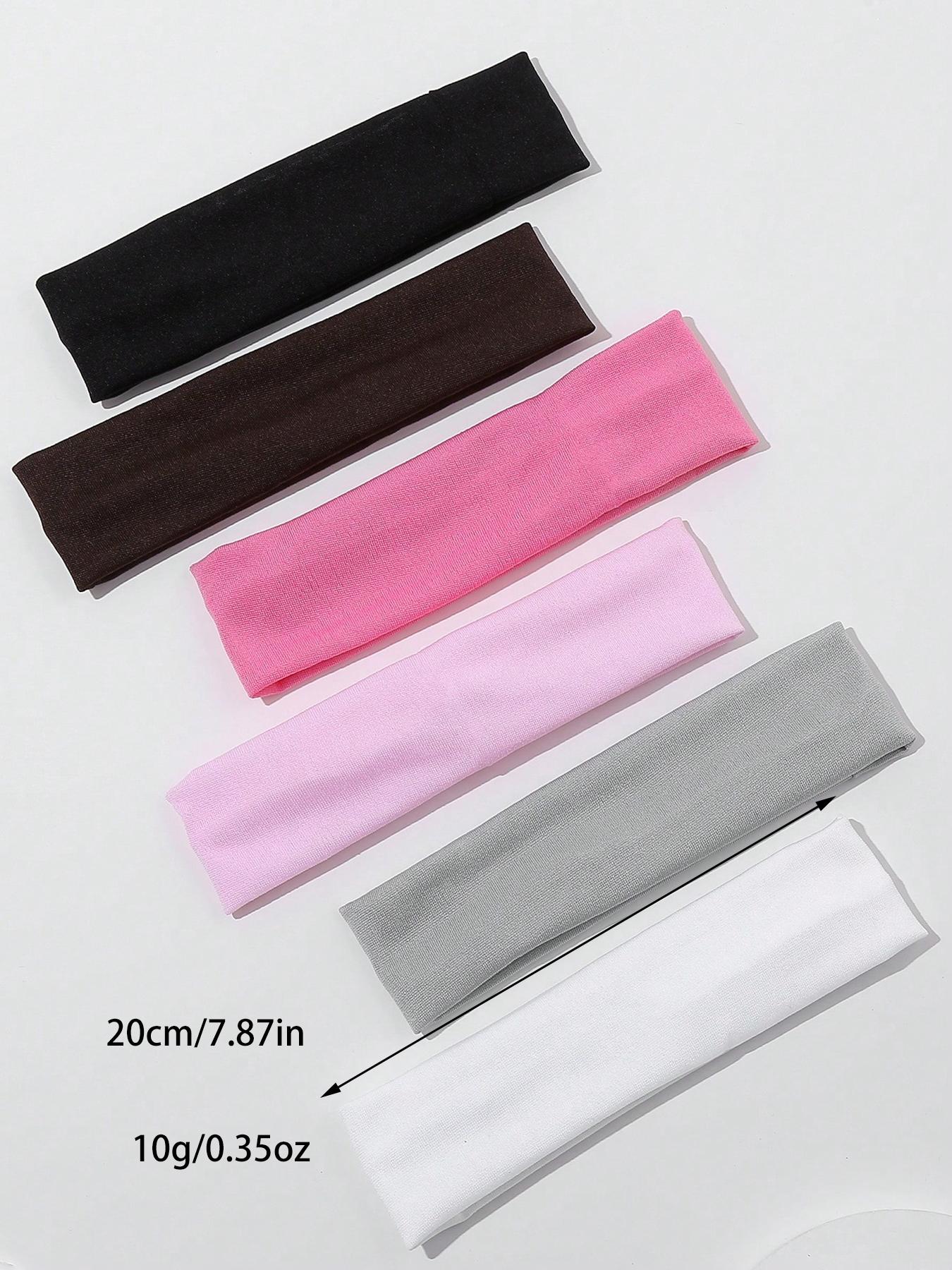 6pcs Thin Sweat-Absorbent & Anti-Slip Solid Color Hairbands In Basic Colors For Daily Life And Sports Casual, Sweat Wicking Headband, Elastic Headband