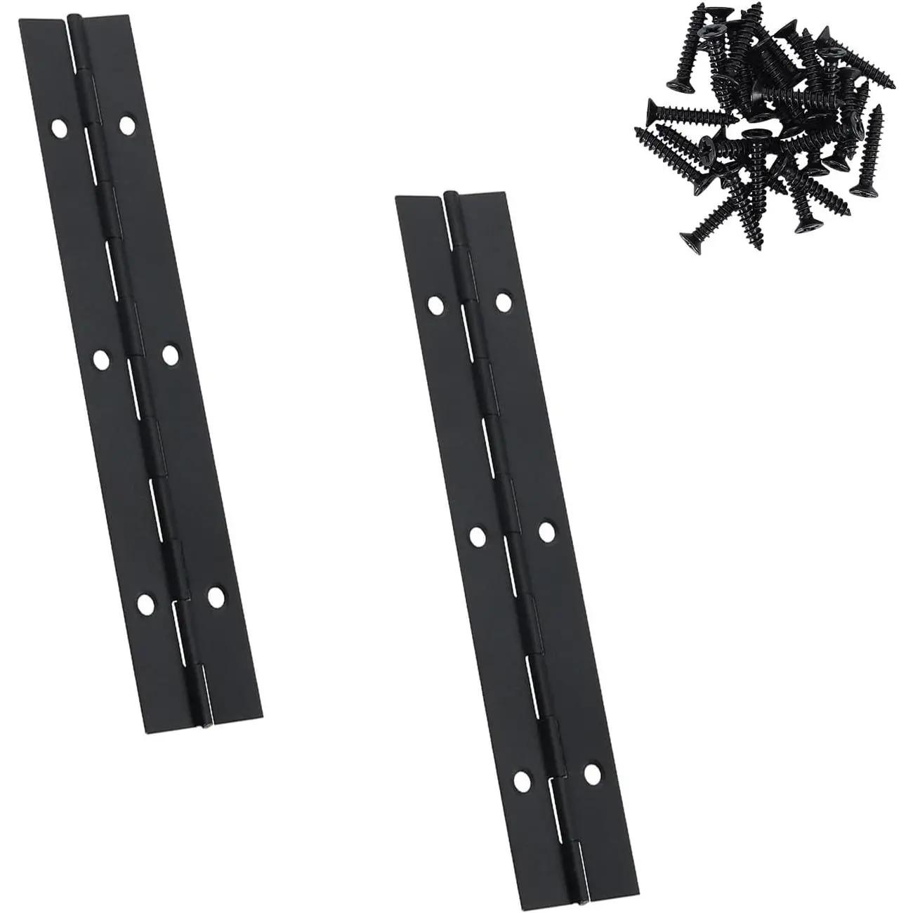 Heavy Duty Stainless Steel Continuous Piano Hinges (2 Count, 6 in) – 1.2 in Open Width Hinges + Screws with Holes, Smooth Motion for Box Doors, Furniture