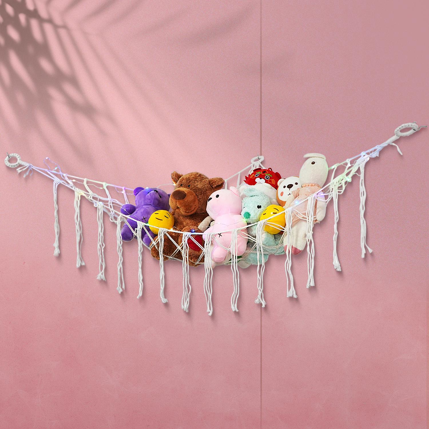 Extra Large Corner Hanging Plush Toy Storage Net, Cute Stuffed Animal Organizer & Decor for Kids' Rooms, Bedrooms & Nurseries, Ideal Holiday Gift for Halloween, Christmas & Easter