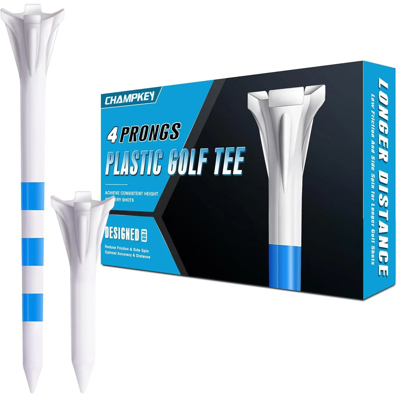 Professional 170 Pack Plastic Golf Tees  Pack - Lower Ball Contact with  Distance Performance Golf Tees Plastic
