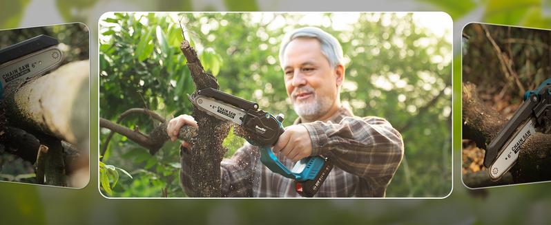 SEESII Mini Chainsaw & Pruning Shears: 6" Electric Saw Brushless & 1.3" Pruner with 2×2.0Ah Batteries, Cordless Combo for Wood Cutting/Branch Trimming, Gardening Tools for Dad Men Husband #TikTokShopBlackFriday