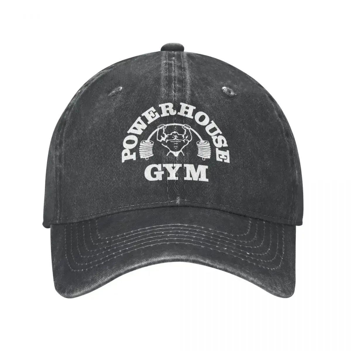 2025  Classic Denim Powerhouse Gym Baseball Caps for Men Women Summer Adjustable Baseball Hat Funny Sun Protection
