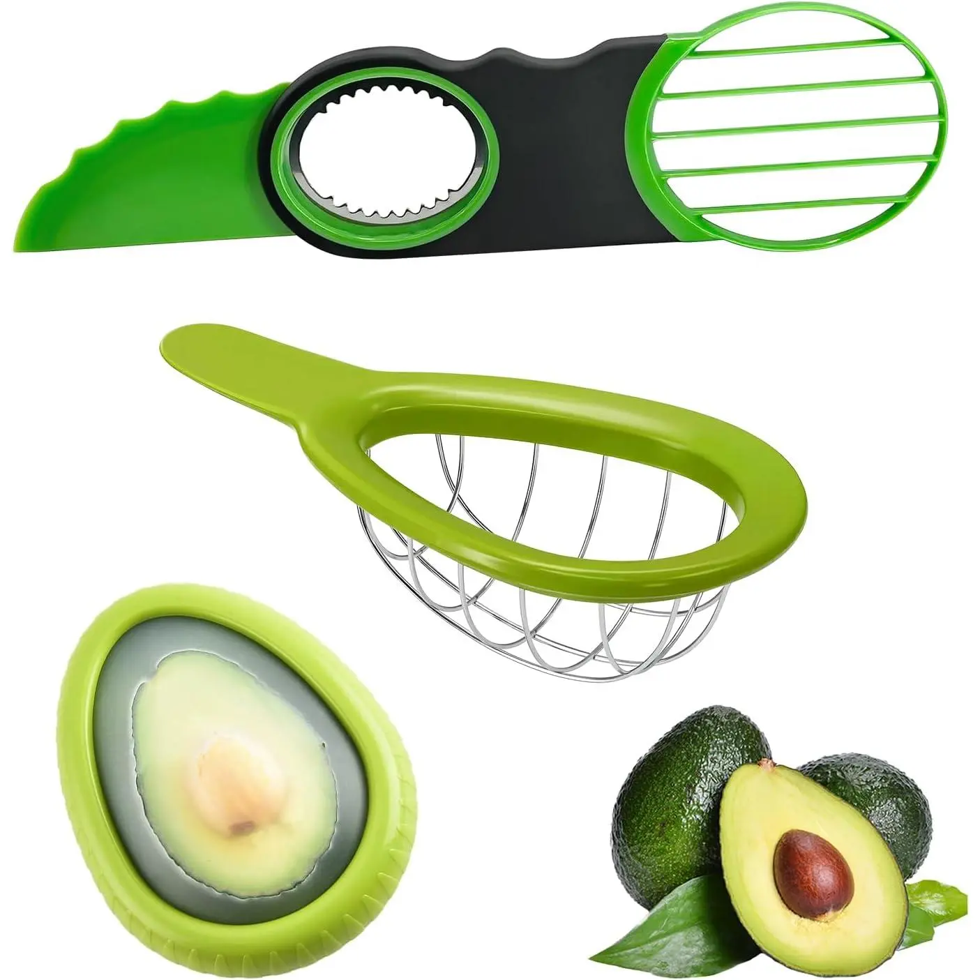 Avocado Slicer Set, Includes Avocado Slicer, Avocado Cutter and Avocado Storage Container, Dishwasher Safe, for Avocado Cutting and Peeling, Essential Kitchen Tool