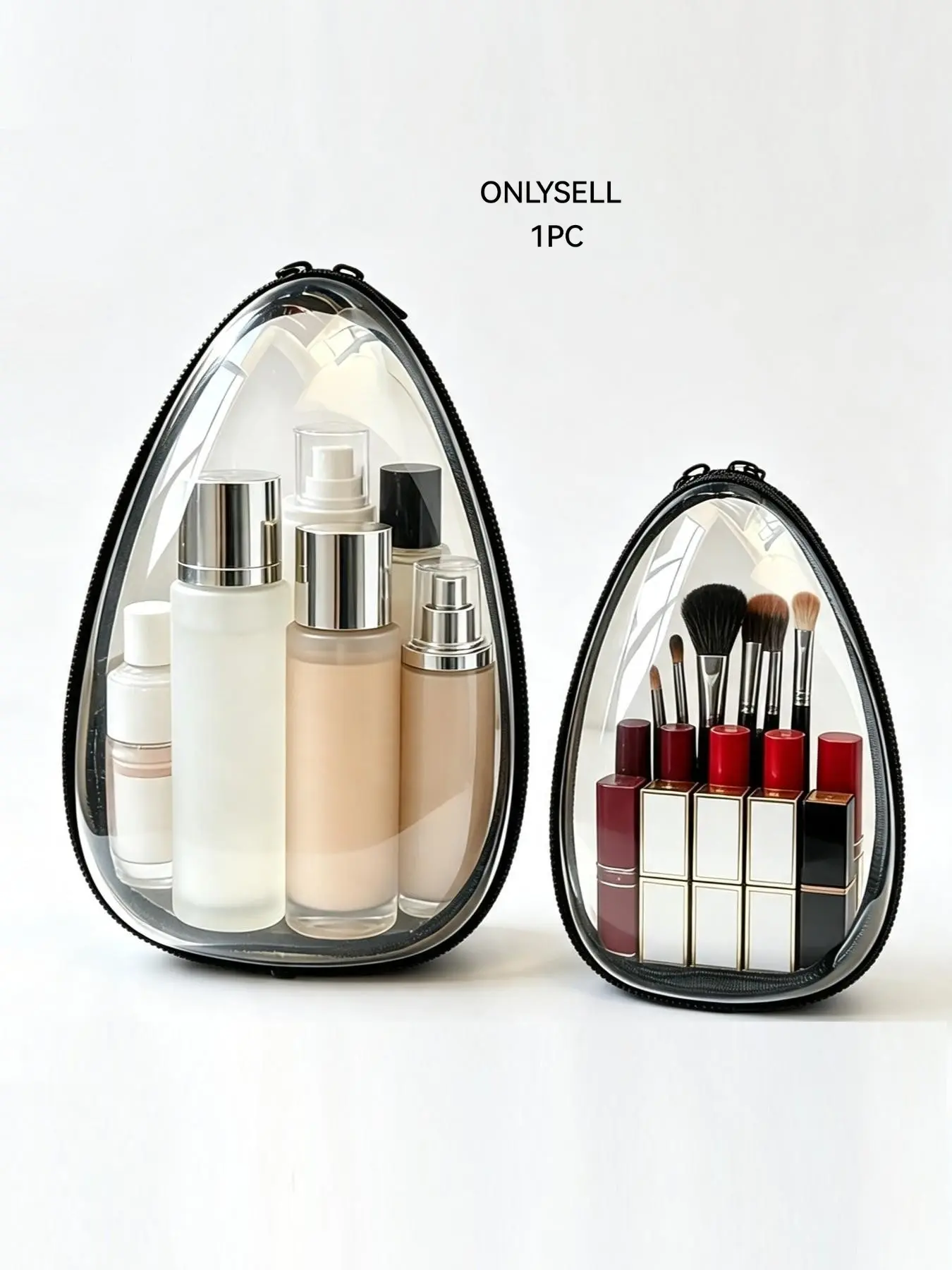 Transparent Waterdrop Makeup Bag, Waterproof PVC Cosmetic Organizer, Portable Travel Brush Lipstick Case, Dust-Proof Zipper Lady Wash Kit