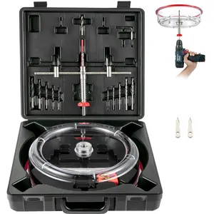 【DealsForYouDays】VEVOR Adjustable Hole Saw Cutter Kit, 1-5/8 to 11-13/16 (40-300 mm), Recessed Hole Saw with PC Dust Shield, Two Replaceable Pilot Drill Bits, for Recessed Lights, Ceiling Speakers, Vent Holes