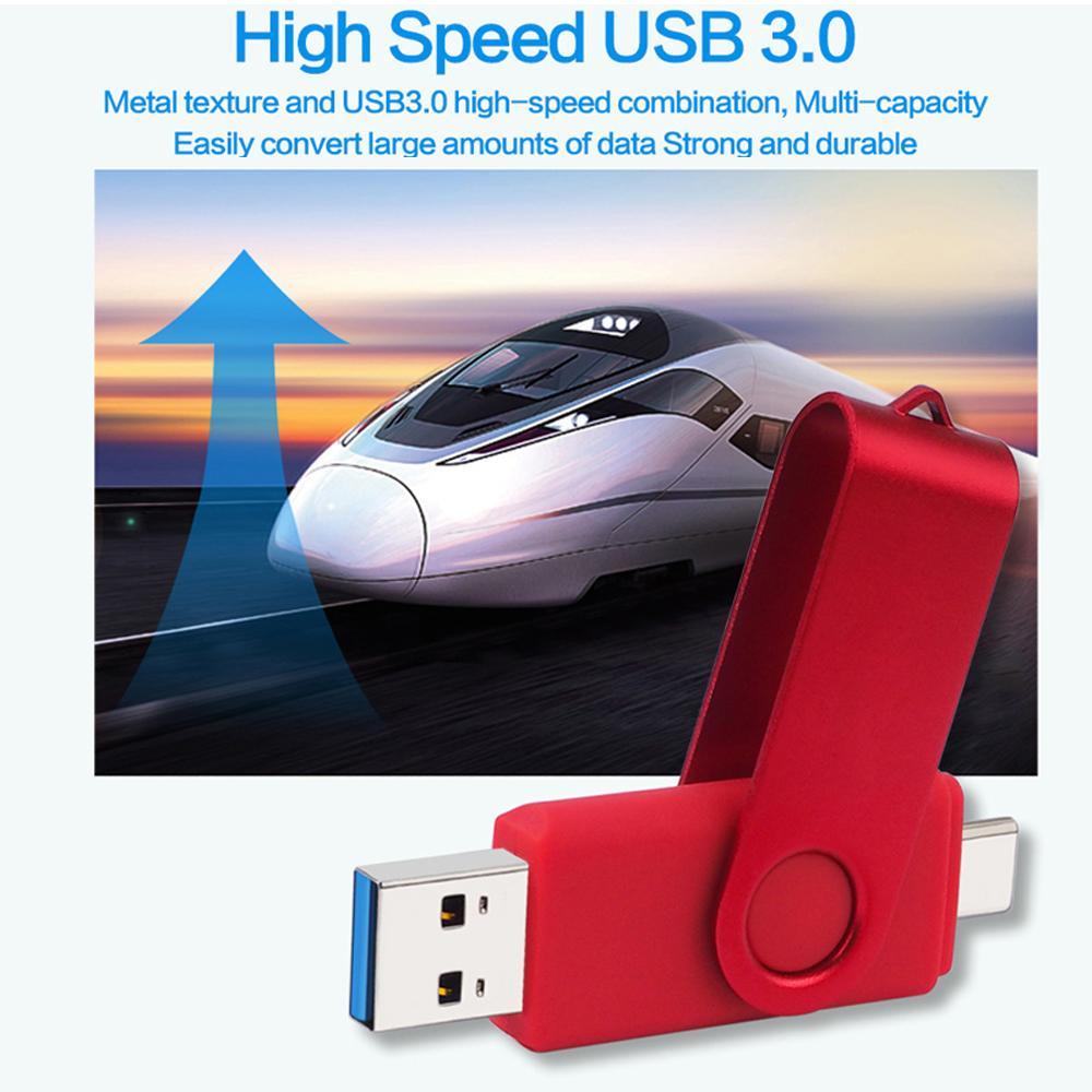 USB Flash Drive, 2-in-1 USB 3.0/Type-C OTG Memory Stick (1 Pc), Thumb Drive External Storage for Android Smartphones, PC, Mac and Laptops