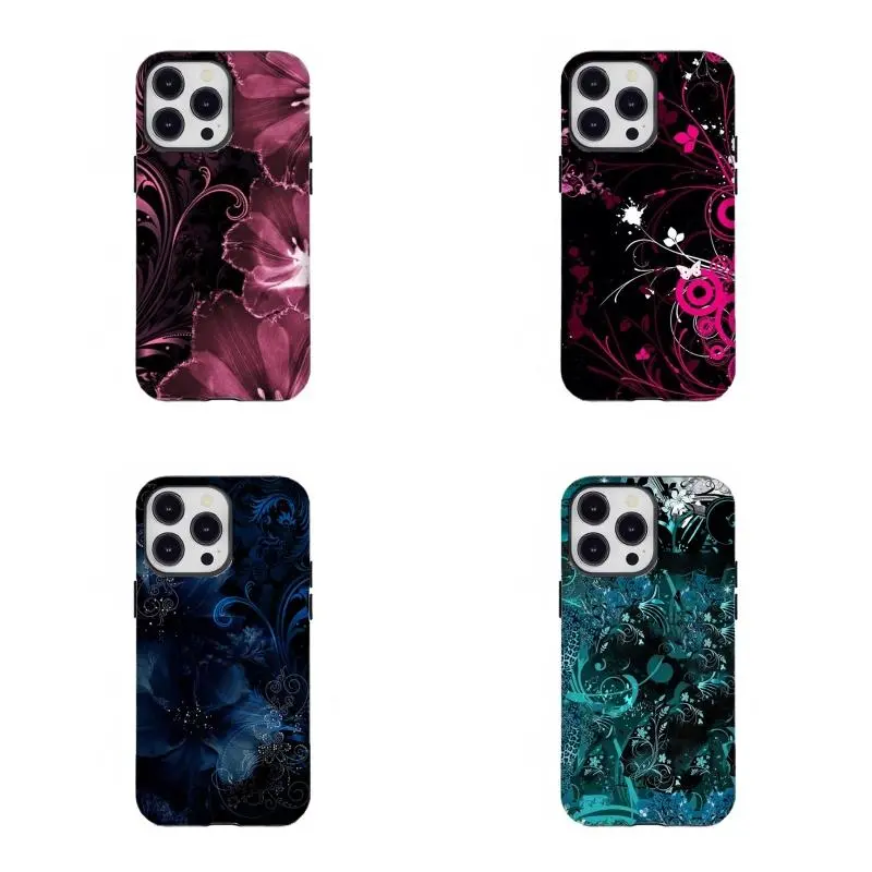 Dark Floral Gradient Custom Cellphone Casing - Gothic Cool Aesthetic, Shock Resistance, Compatible for iPhone 11-17 and for Samsung S21-S25, Ideal Gift for Style Enthusiasts, Smartphone, Handheld
