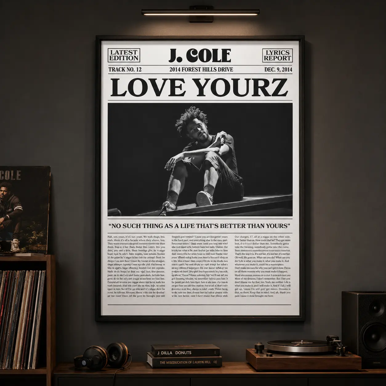 J. Cole "Love Yourz" Poster |    Retro Album Cover Canvas Wall Art for Bedroom, Living Room & Dorm album cover music lover gift album artwork poster retro print hip-hop fan music themed poster