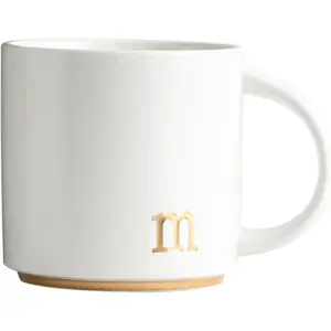 15 oz Golden Initial Monogram Ceramic Coffee Mug, Elegant Alphabet Personalized Tea Cup with Gift Box, Luxurious Drinkware for Office & Home (Letter M)