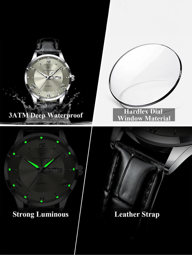 Men's Business Fashion Round Dial Analog Quartz Watch, Fashion Watch for Party, Daily Clothing Decor, Trendy All-match & Exquisite Watch for Birthday Gift with Box, Business Fashion Watches