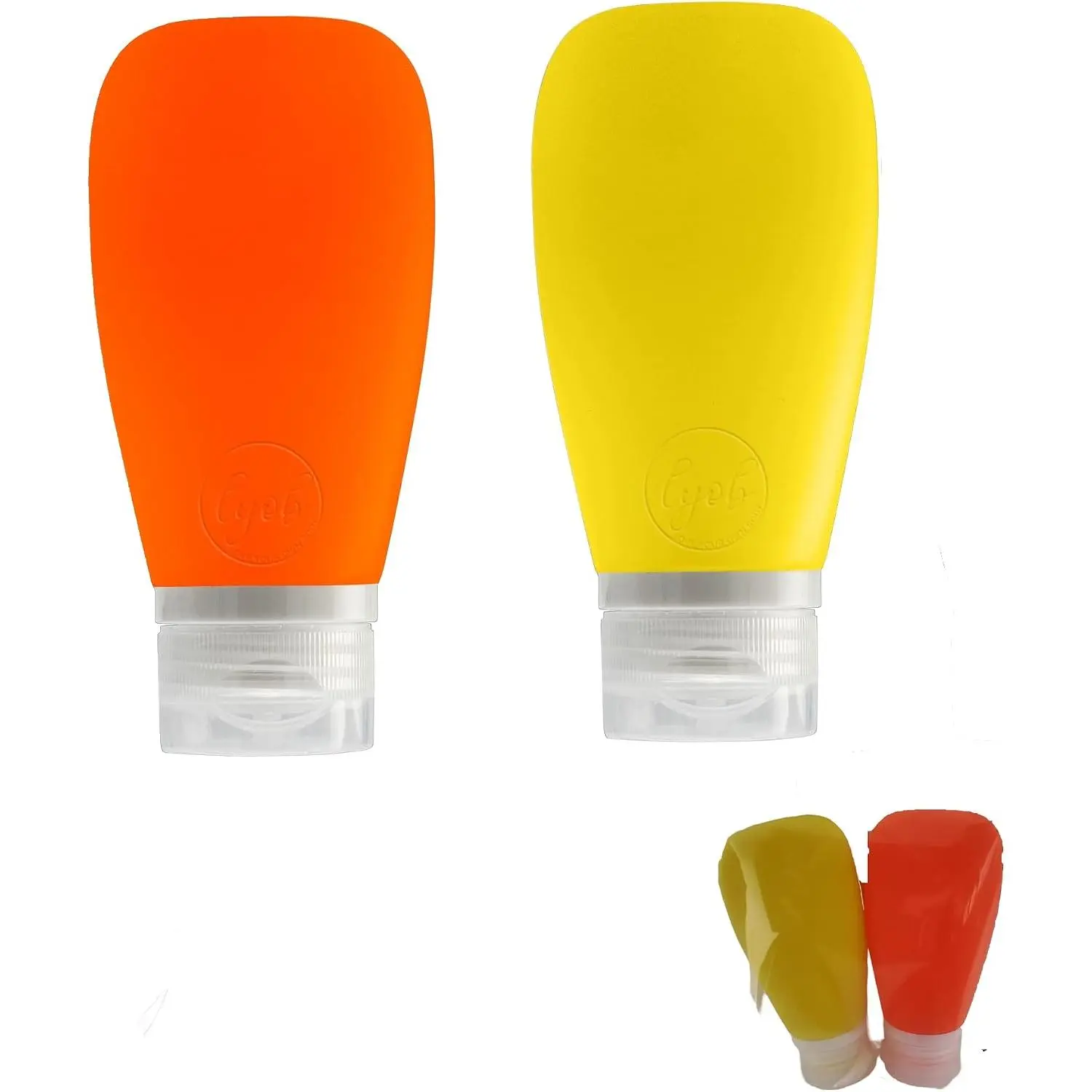 Travel Bottles for Toiletries, TSA Approved 3 oz Leak Proof  Refillable Squeeze Travel Size Containers  for Cleansers, , Shampoo for Airplane 2pk (Orange,Yellow)