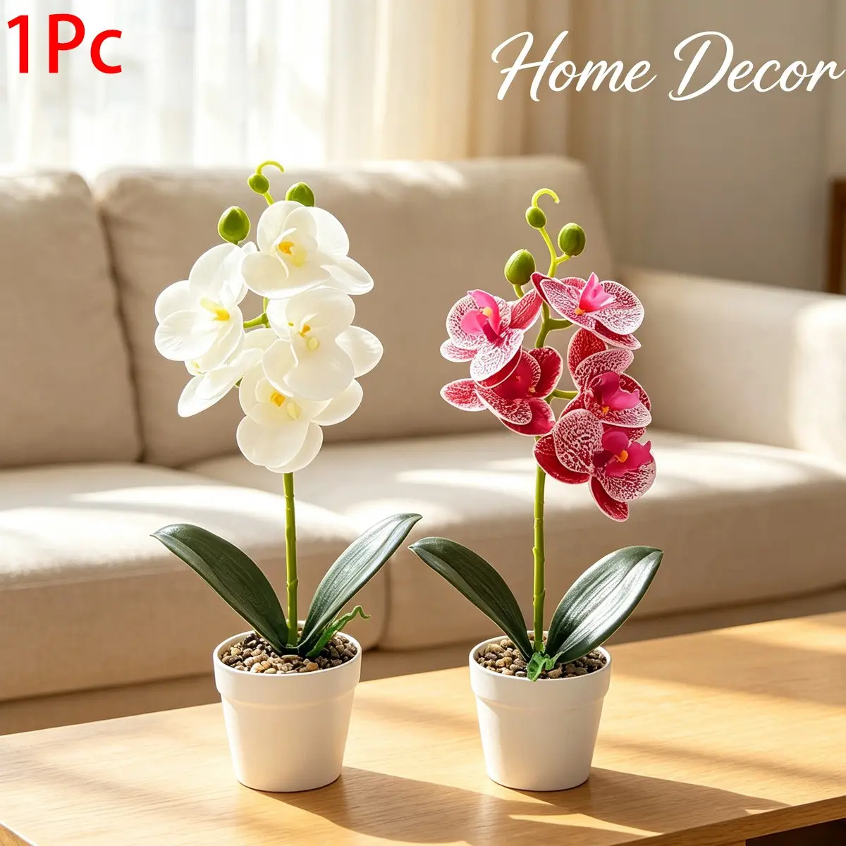 Mixed Color Artificial Orchid Potted Plants, Ideal for Weddings, Parties, Gardens, Living Rooms, Office Decor, Includes Container