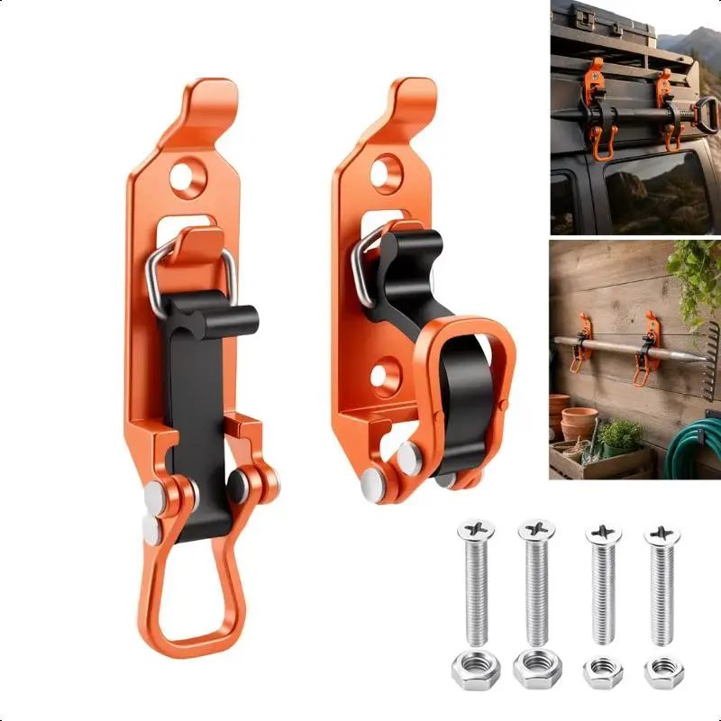 Shovel Mount for Roof Rack, 2Pcs Heavy Duty Metal Shovel & Axe Holder, Quick Release Wall Mount Bracket Kit with Complete Screws Nuts Hardware, Multi-Purpose Storage Bracket for Truck, Bike, Garage & Off-Road Vehicle