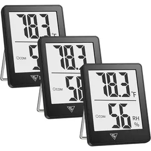 Digital Hygrometer Indoor Thermometer 3 Pack, Room Thermometer with 5s  , Accurate Humidity Meter Temperature Sensor for , Bedroom,  Room, Office, Greenhouse, Cellar (Black)
