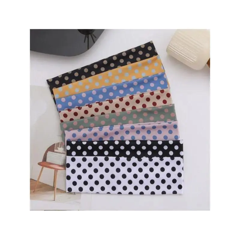Women’s 4-Pack Elastic Polka Dot Cute Headbands, Soft Stretch Sport Sweatbands, Fashion Polka Dot Hair Accessories for Gym, Workout & Daily Adult Wear