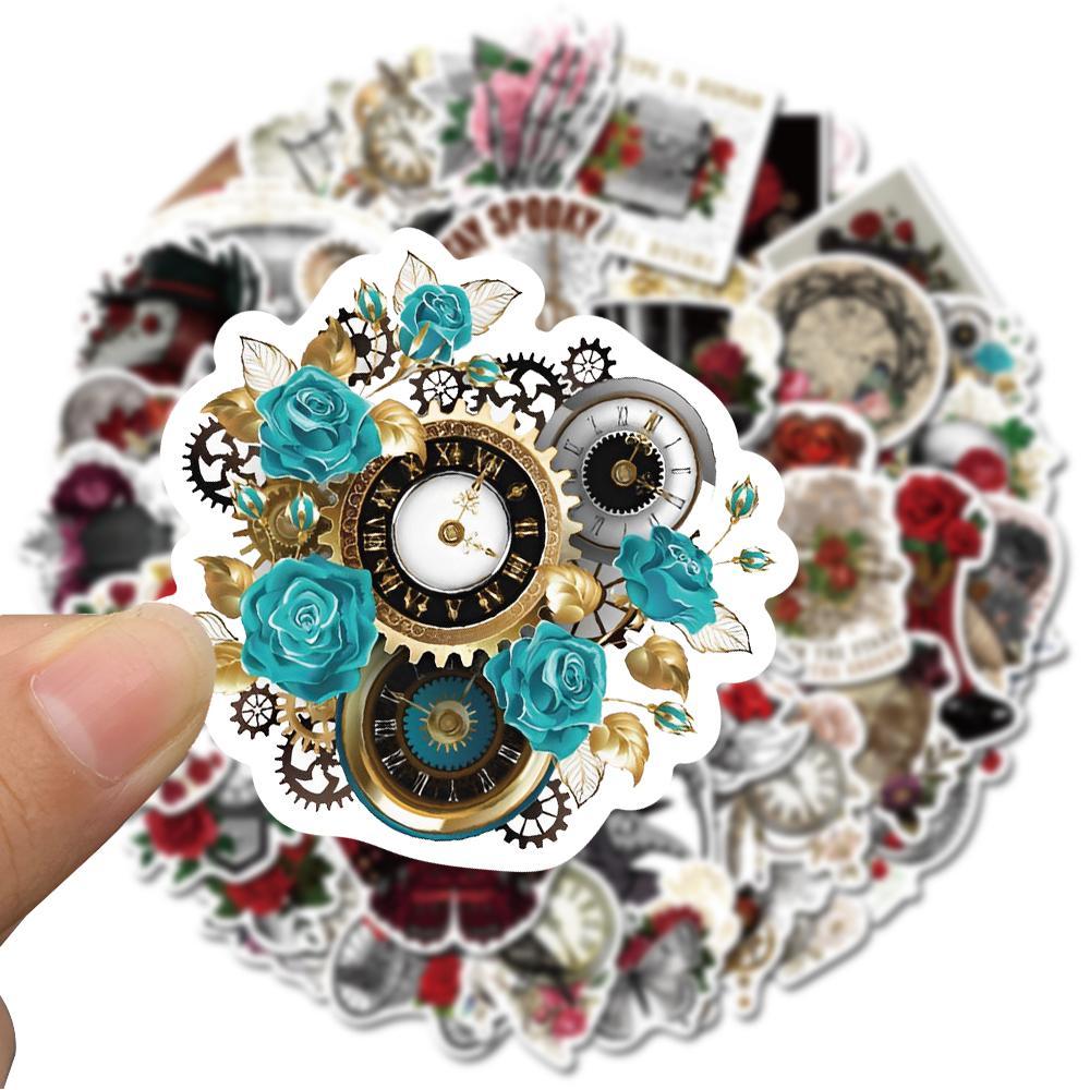 Creative Skull & Rose & Ghost Pattern Decal Sticker, 50pcs Waterproof Self Adhesive Decor Paper, Decor Sticker for Gift Greeting Card Water Bottle Laptop Phone