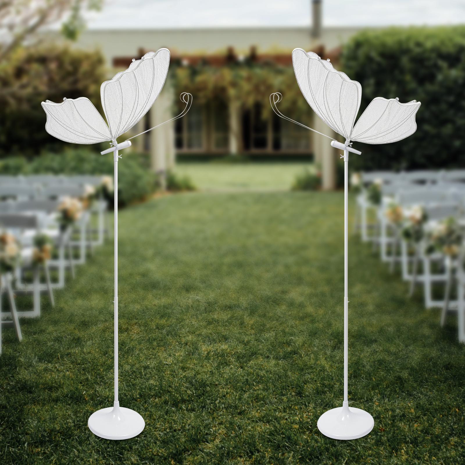 2-Piece 110V 48W Butterfly LED Wedding Lights (57.5-70.1in) Silver/White Iron+Plastic+Gauze Floor/Ceiling Mount - Ideal for Halloween/Christmas Wedding Stages, Hotel Halls, T-Stage Decoration