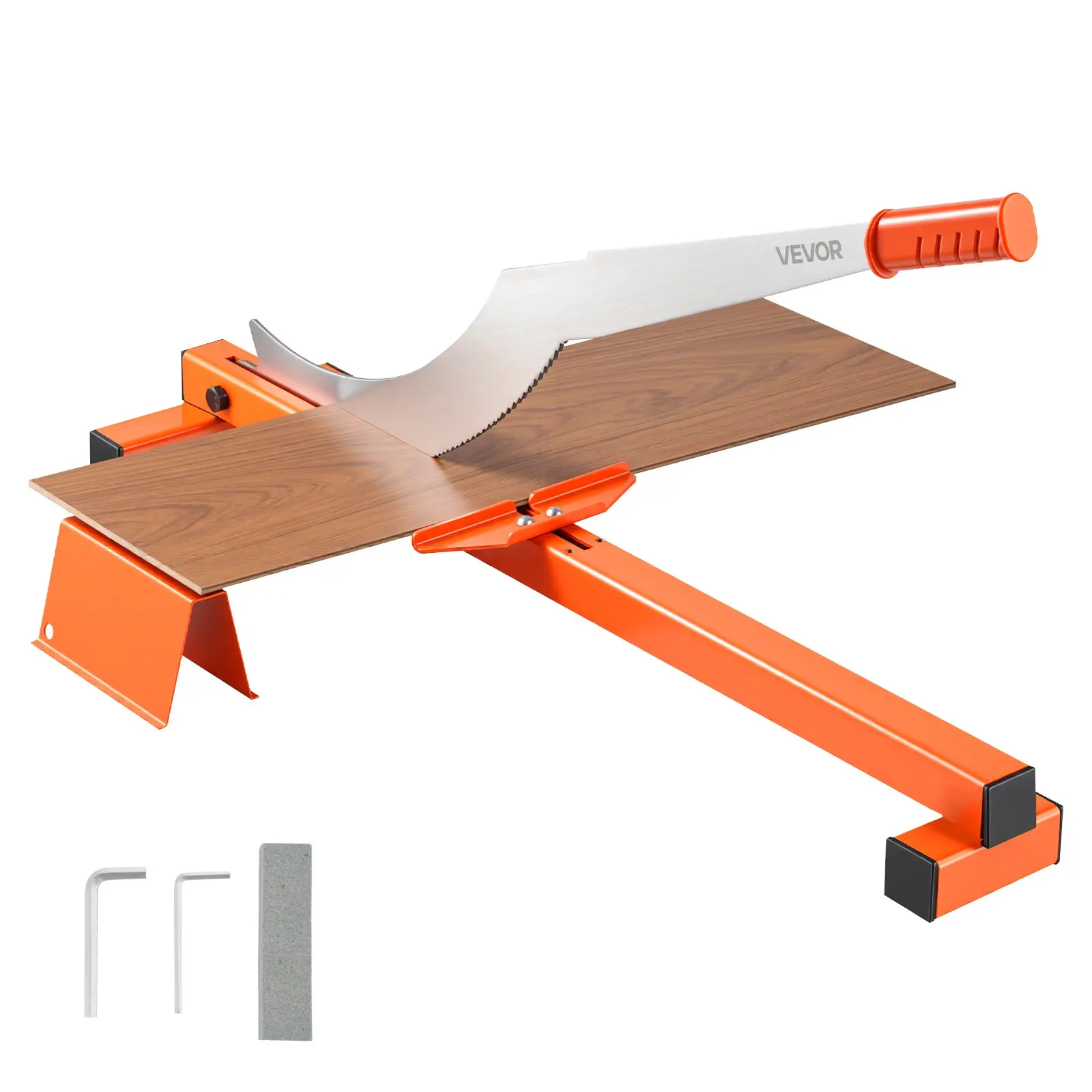 VEVOR 12-in Vinyl Floor Cutter, 10mm Thick Laminate Flooring Cutter with Cutting Angle Guide, Rubber Handle, Honing Stone, D2 Steel Blade for Laminate, Vinyl, LVT, VCT, Polyurethane Surfaces, DIY Woodworking Projects, Home Renovation, Non-Slip Grip