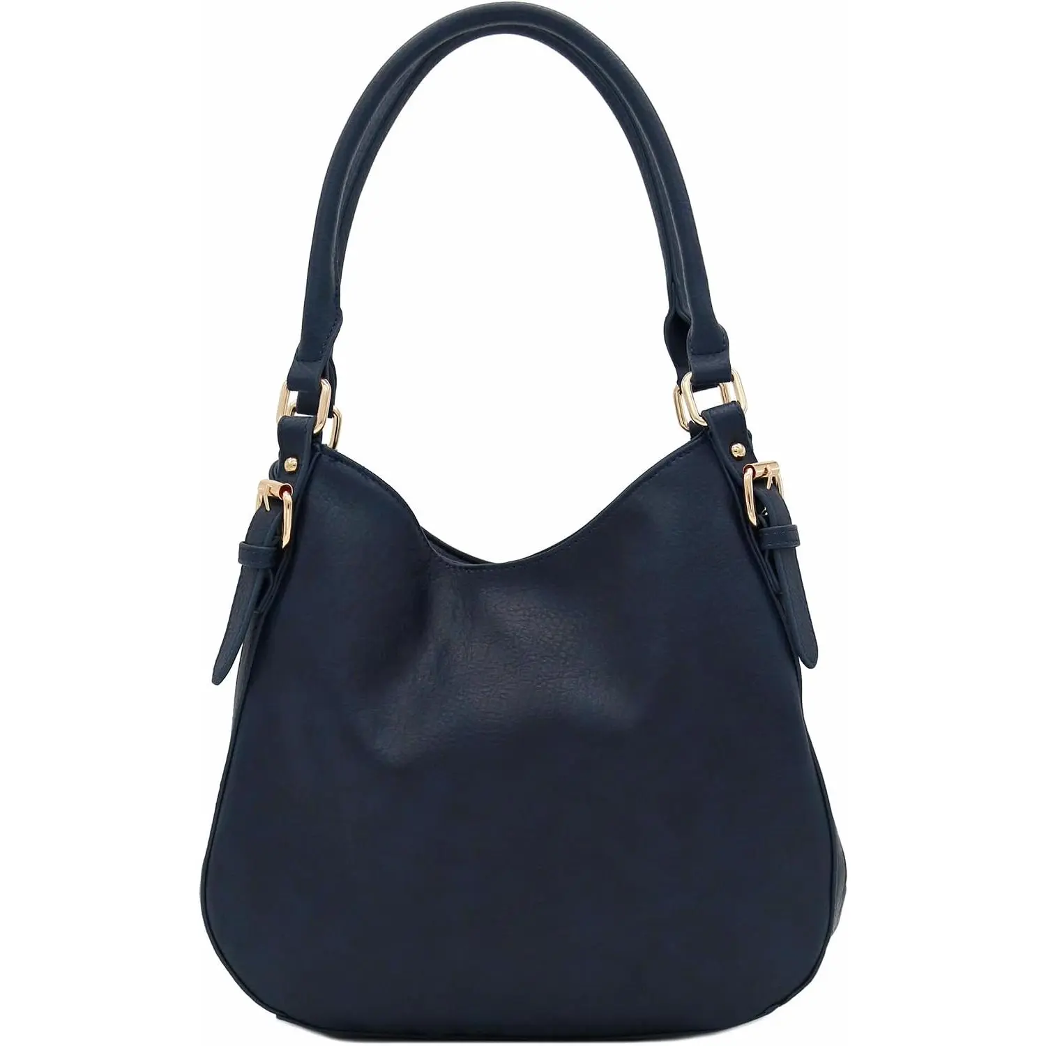 Lightweight 3 Compartment Faux Leather Medium Hobo Bag