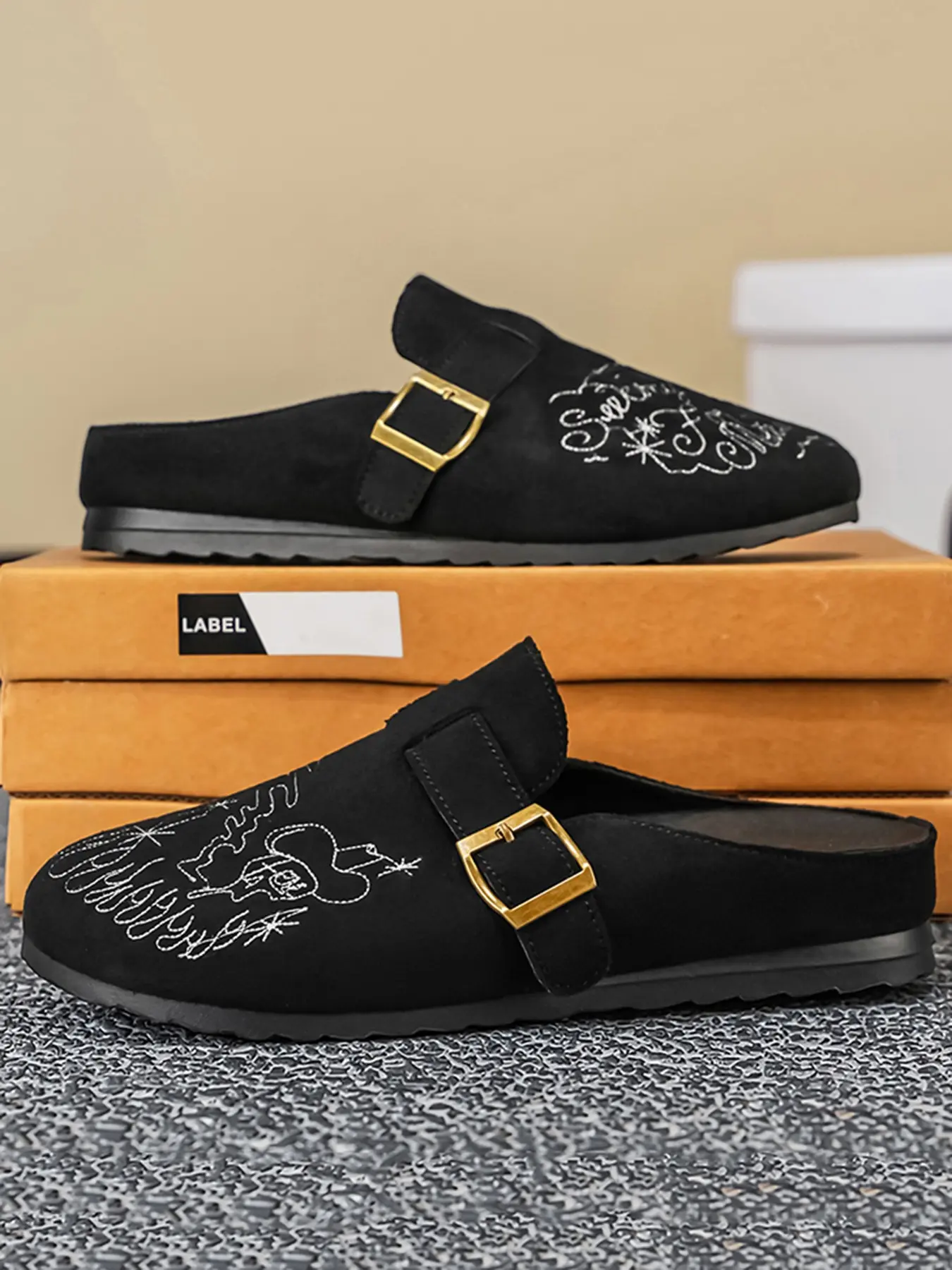 Men's Fashion Casual Slip-On Shoes, Slip On Mules, Comfortable Buckle-Head Trendy Lazy Man Sneakers, Sport Outdoor Hiking Slippers, Walking Shoes