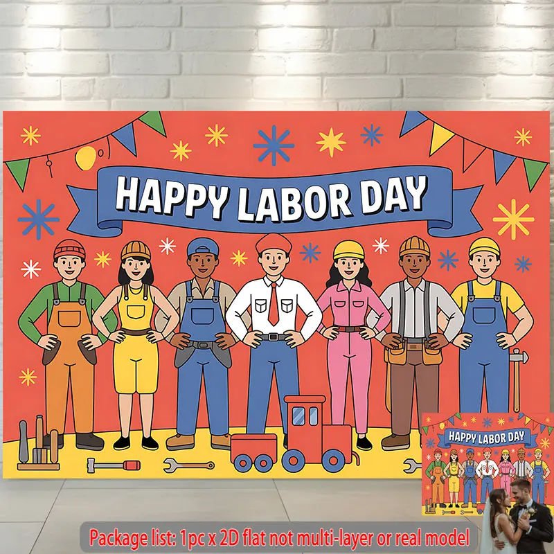 Labor Day Celebration Banner, Durable Polyester Backdrop Tapestry for Classroom Office Events, Photo Booth Props, Home Decor and Holiday Party Supplies