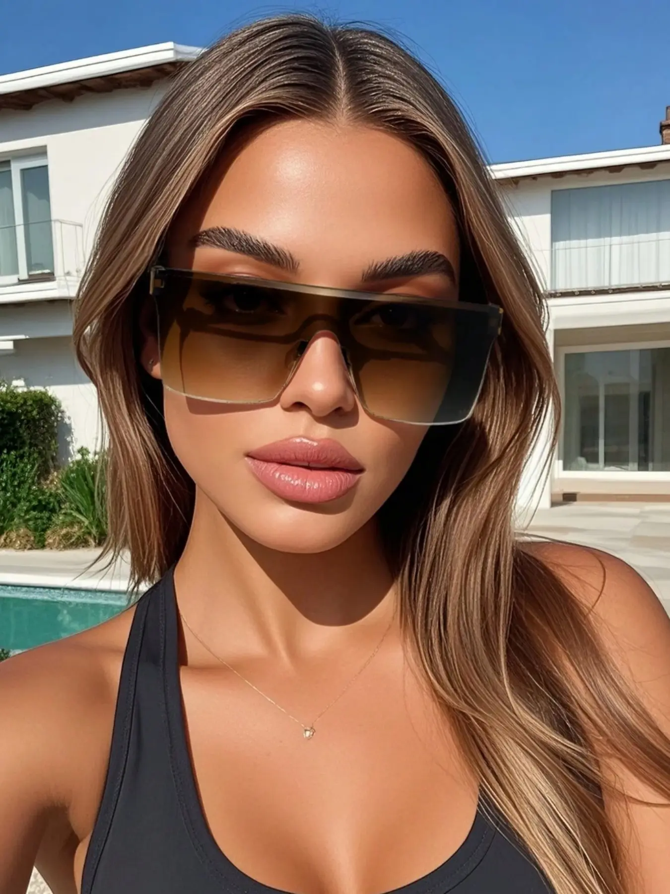 Frameless Sunglasses for Outdoor Activities, Boho Style, Fashion Shades, All-Season Accessory, Decorative Lens, Perfect for Travel & Festivals