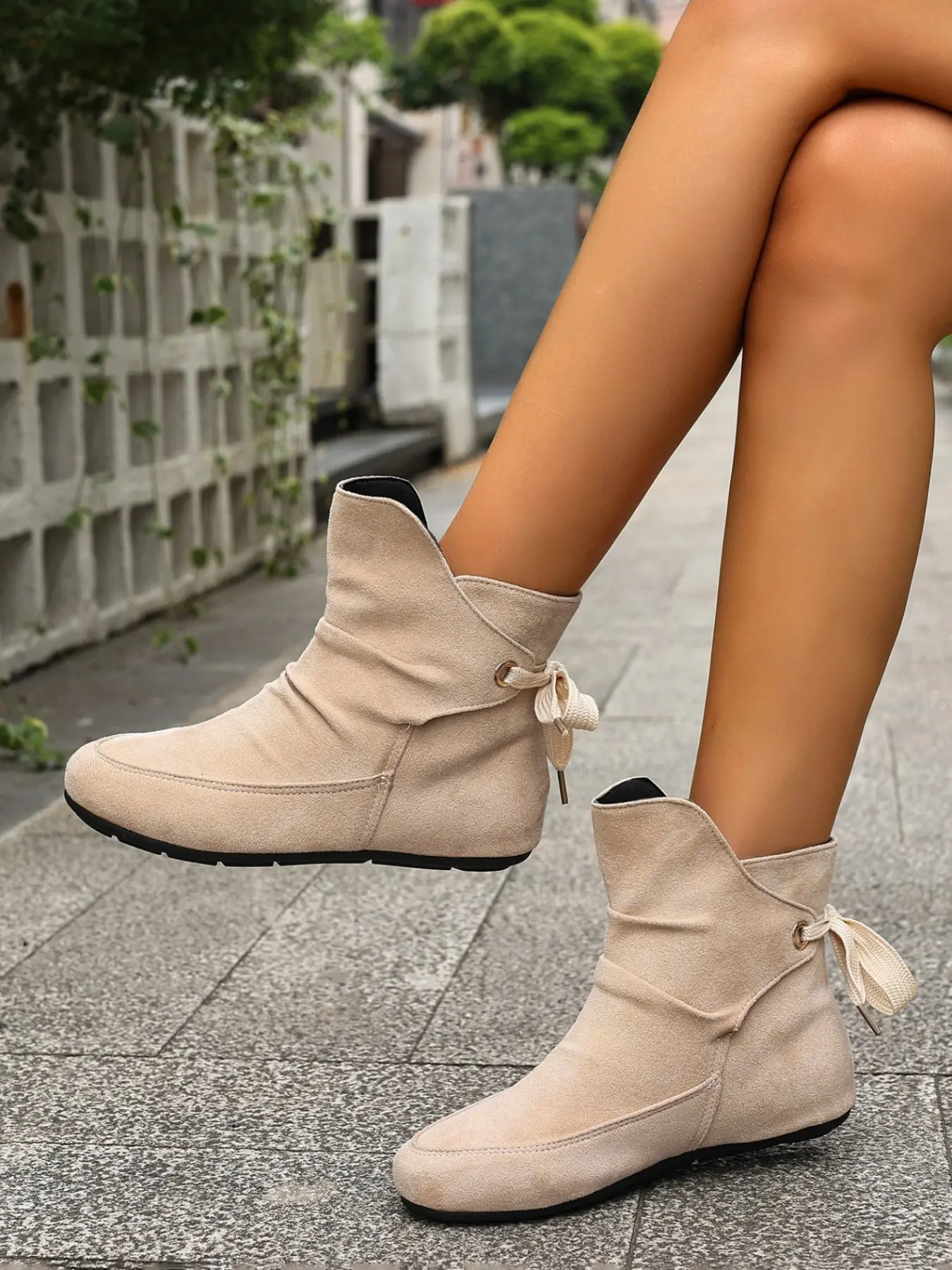 Stacked Pleated Short Boots, Bow Ankle Booties, Pointed Toe Flat French Style, Comfortable Office Shoes, Multi-Color Fashion Boots