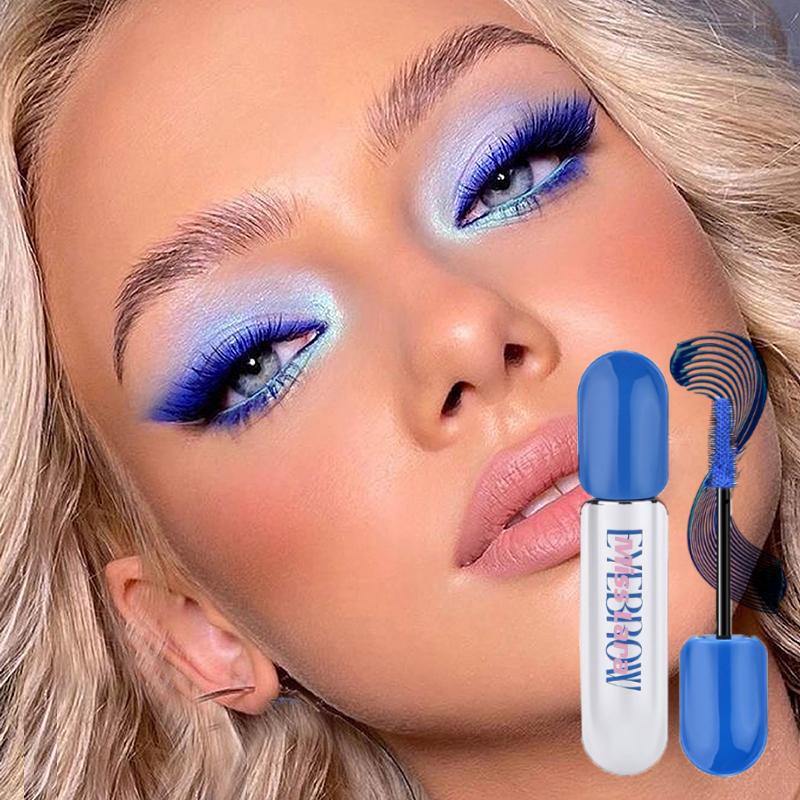 Long Lasting Blue Mascara, 1 Count Natural Curl Eyelashes Mascara for Eyelashes Lengthening Volumizing Defining Fluffy Lashes Mascara, Professional Eye Makeup Products, Cosmetic