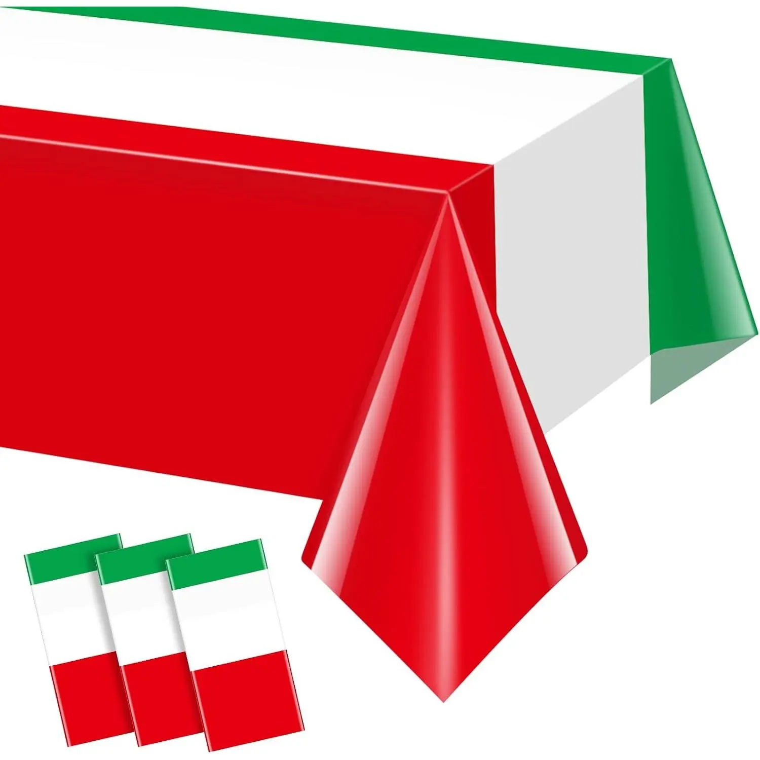 3 Pack Italian Flag Disposable Plastic Tablecloth Rectangle 54 x 108 Inch, Italian Themed Table Cover for Family Gathering Christmas Party Decorations Supplies