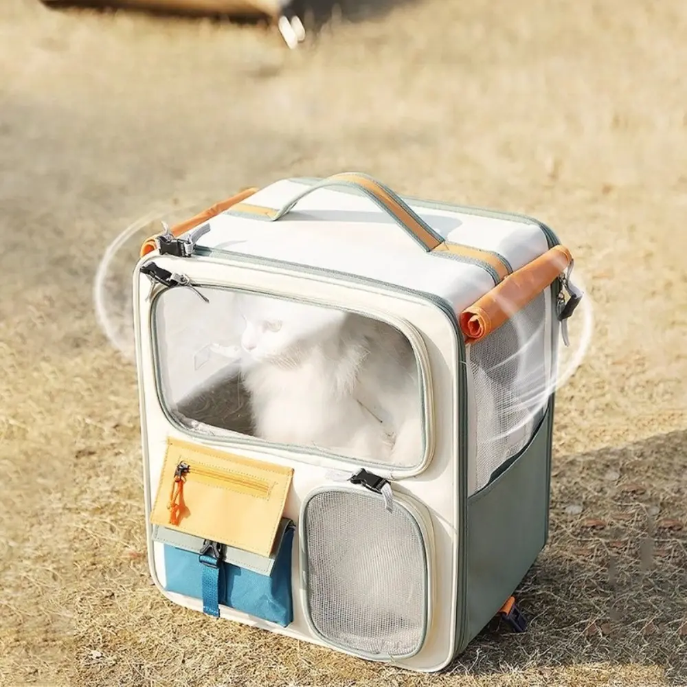 Non slip and shock resistant pet rolling luggage for convenient outdoor use, Outdoor Animal Carrier, breathable backpack with large capacity mesh, suitable for carrying or pulling, suitable for cats and dogs, detachable and portable