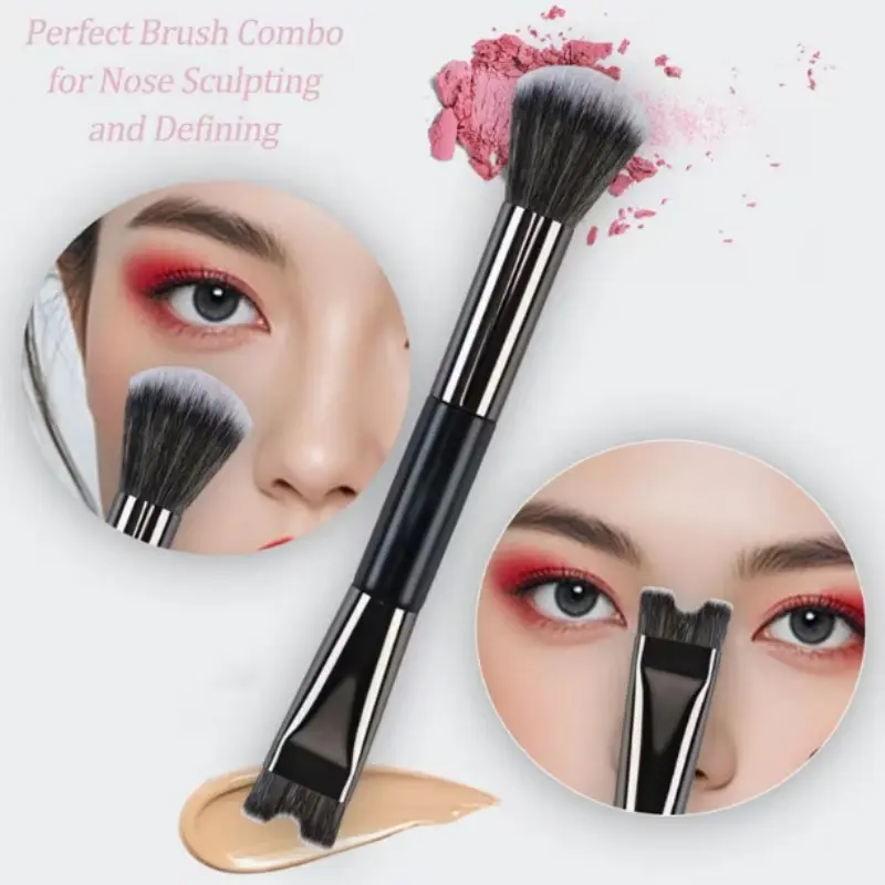 Nose Contour U-Shape Makeup Brush, Dual-Ended Nose Shadow Brush, Eyeshadow Contour Face Highlighter Brush, Cosmetic Tool