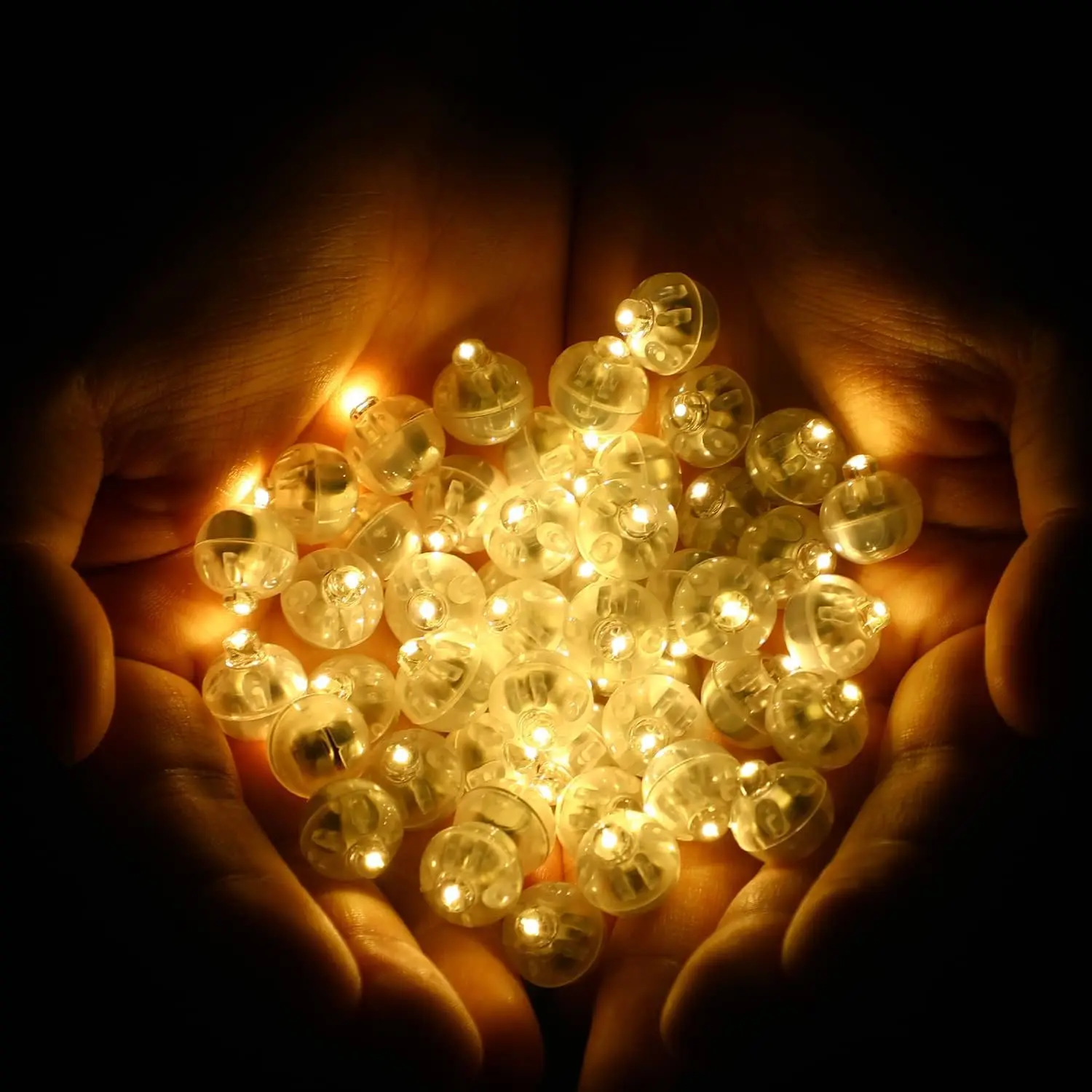 LED Balloon Lights, 50 count Warm White Mini LED Lights  Round  Led Balloon Lights for Paper Lantern Easter Eggs Pumpkin Birthday Neon Party Decoration