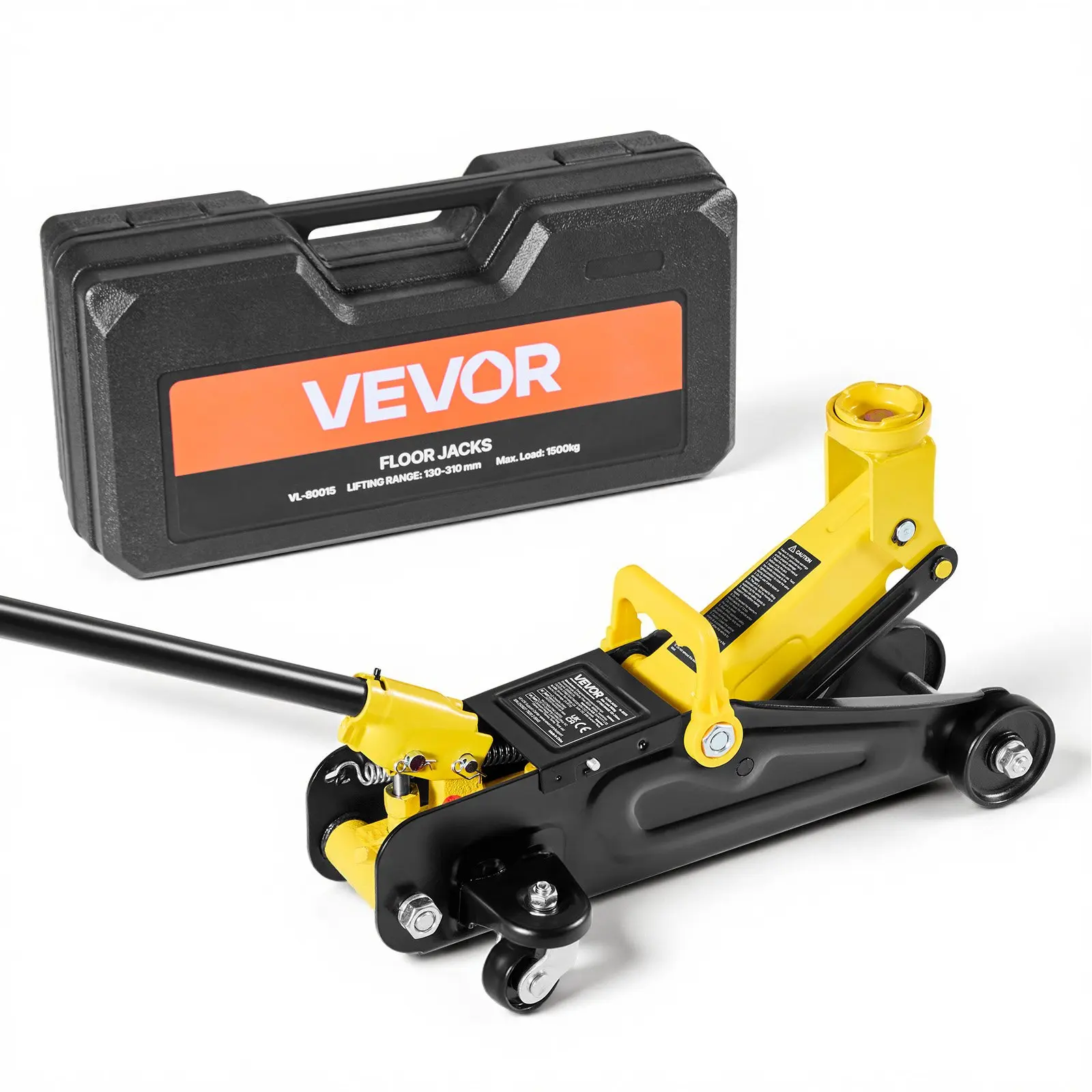 【Summerfinds】VEVOR Low Profile Floor Jack, 1.5 Ton (3300 lbs) Capacity, Steel Racing Floor Jack with Single Piston Quick Lift Pump, Hydraulic Trolley Car Lift for Sports Cars, Sedans, Lifting Range 5.1-12.2 Inche