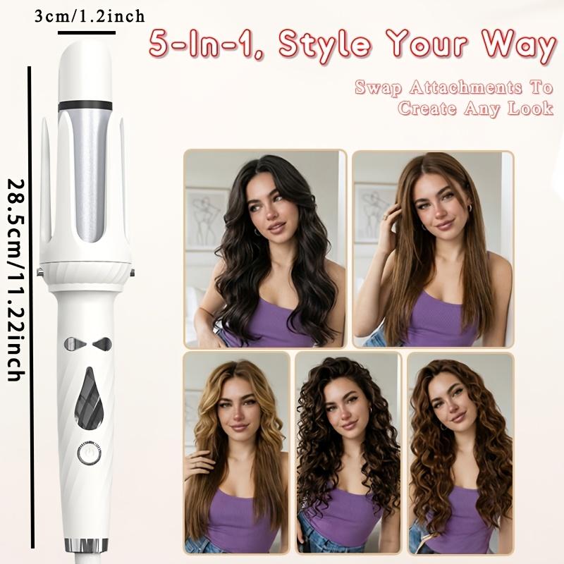 5-In-1 Hair Styler Set with Interchangeable Curling Wand & Straightening Brush, Multi Barrel Curling Iron Kit for Waves, Curls & Volume, for All Hair Types