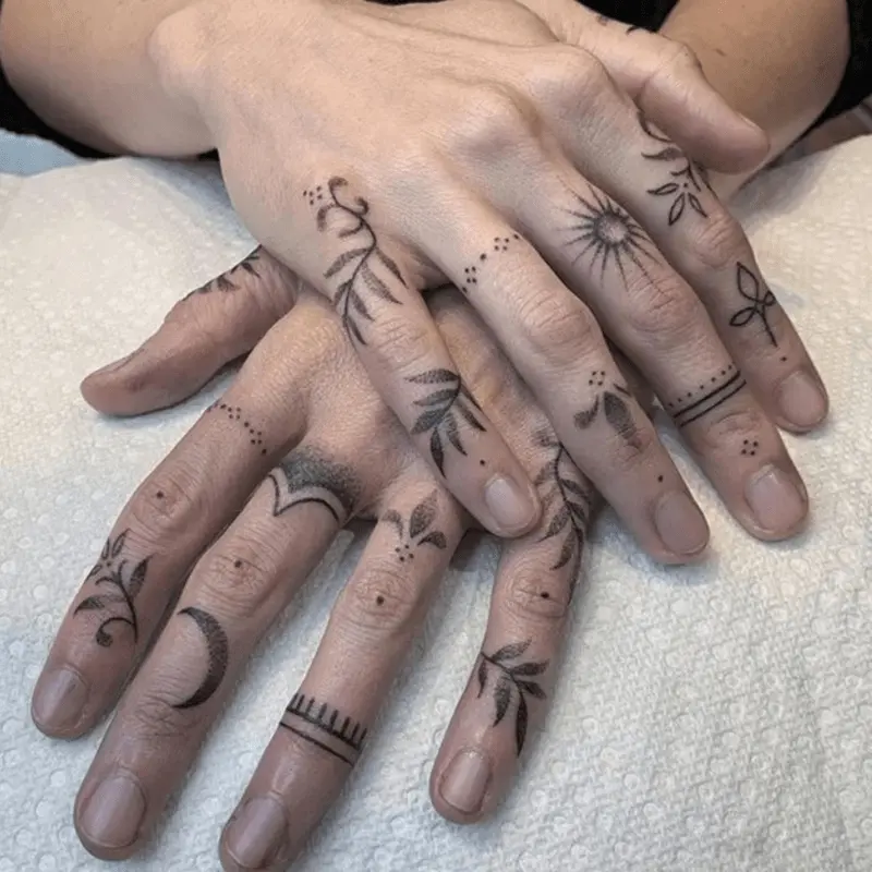 1 Sheet Herbal Finger Tattoo Sticker Waterproof and Long-lasting Temporary Tattoo